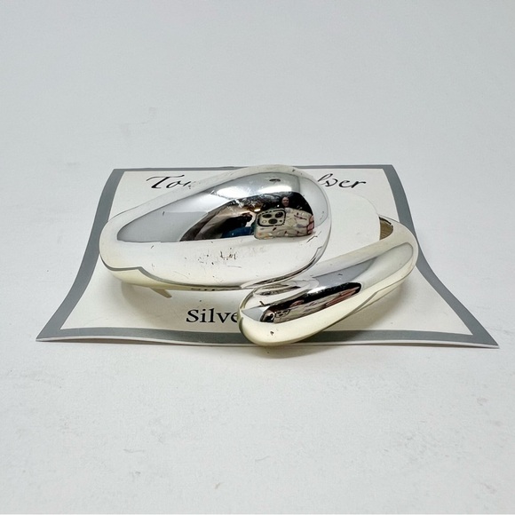 NWT Touch of Silver Trendy Hinged Cuff Bracelet Geometric Snake Silver Plated - Picture 4 of 6